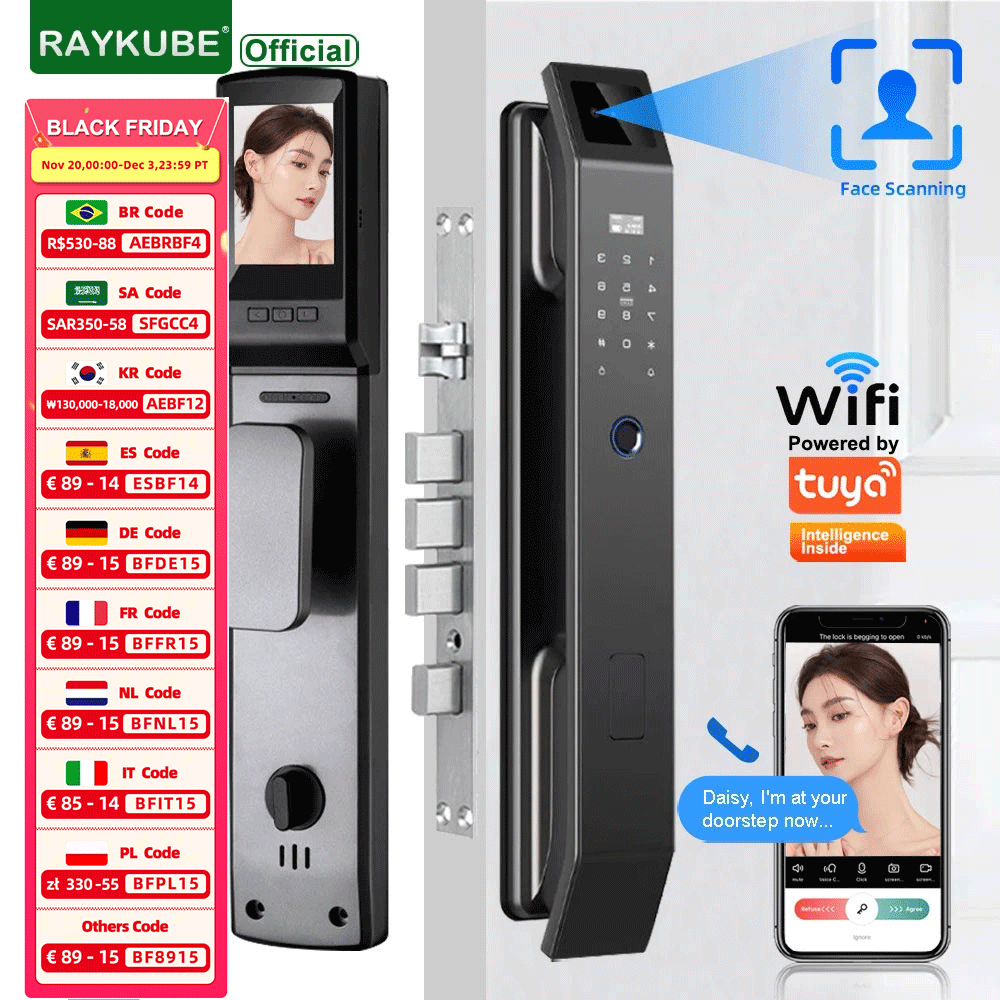 Wifi Doorbell Camera - RAYKUBE DF14 Tuya WiFi 3D reconocimiento