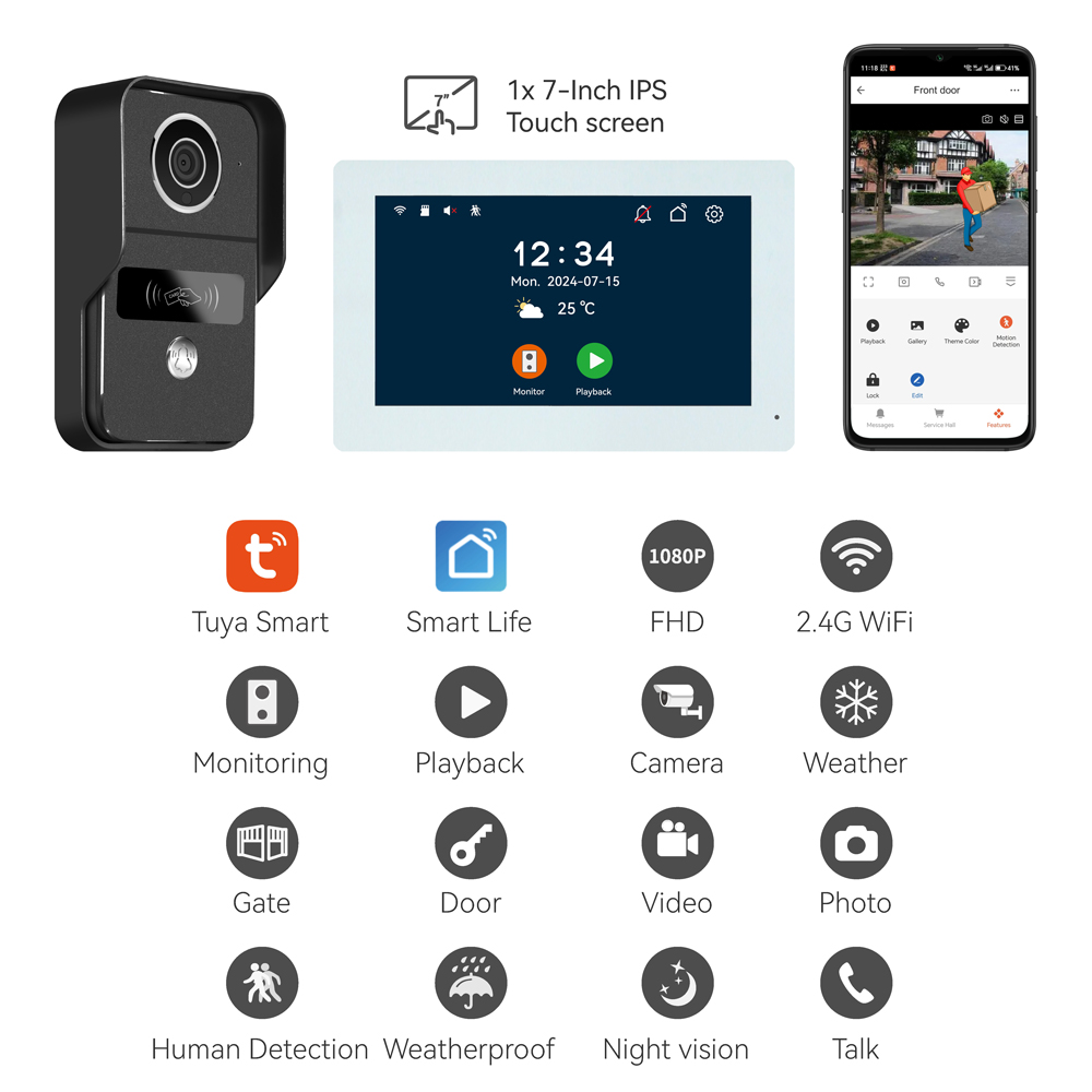 Pantalla IPS de 7 pulgadas, 2M - Wifi Doorbell Camera reseña y precio