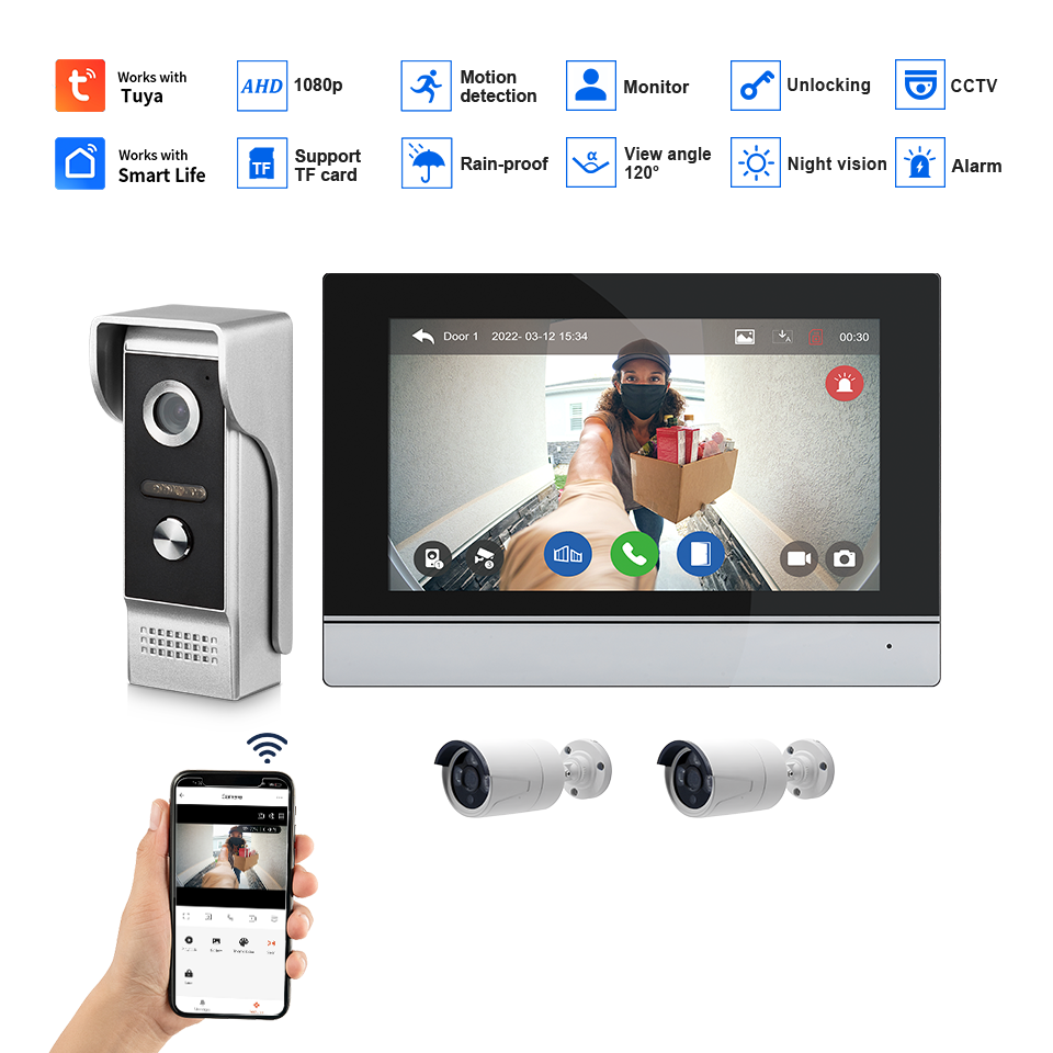 Pantalla IPS de 7 pulgadas, 2M - Wifi Doorbell Camera reseña y precio